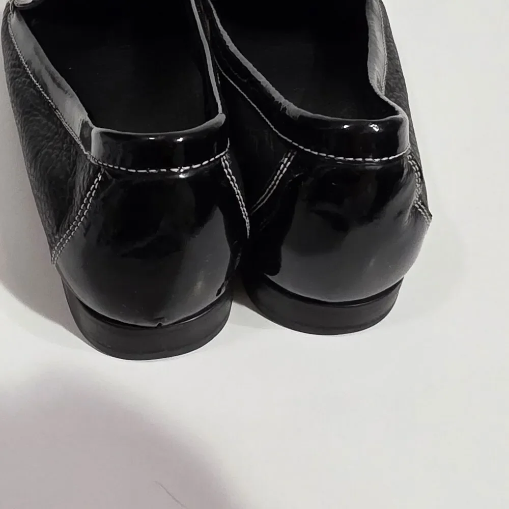 Cole Haan Black Patent & Leather Loafers with White Stitching - Picture 6 of 11